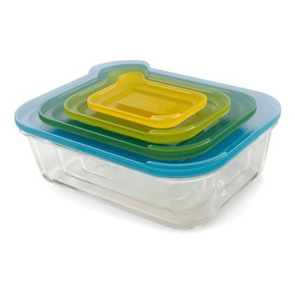 Dóza na potraviny NEST™ GLASS STORAGE, sada 4 ks, sklo, Joseph Joseph