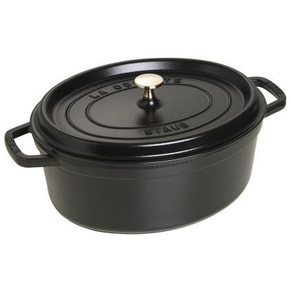 Hrnec 29 cm, 4,25 l, oválný, černá, litina, Staub