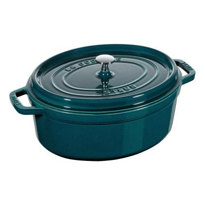 Hrnec 31 cm, 5,5 l, oválný, mořská modř, litina, Staub