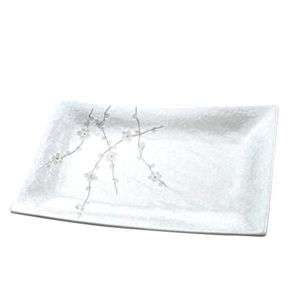 Servírovací talíř WHITE BLOSSOM 33 x 19 cm, obdélník, MIJ