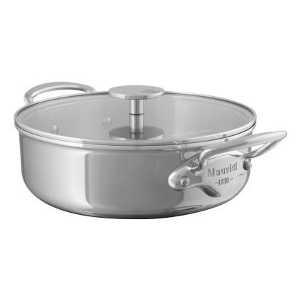 Kastrol 28 cm, 5,7 l, s nerezovými uchy a skleněnou poklicí, nerez, MAUVIEL