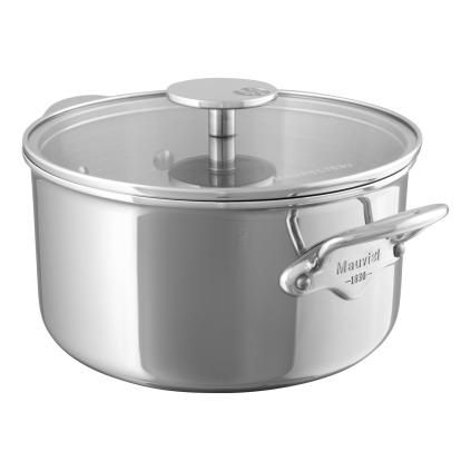 Hrnec 24 cm, 5,9 l, s nerezovými uchy a skleněnou poklicí, nerez, MAUVIEL