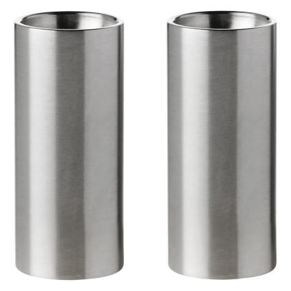 Sada slánky a pepřenky ARNE JACOBSEN, sada 2 ks, stříbrná, nerezová ocel, Stelton