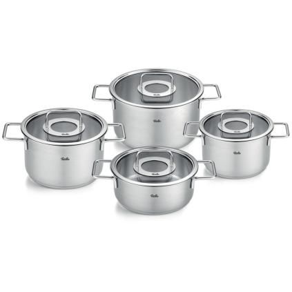 Sada hrnců PURE, skleněné poklice, sada 4 ks, nerez, Fissler