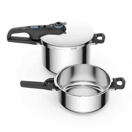 Tlakový hrnec SECURE TRENDY P2584301, 4 + 6 l, sada 2 ks, nerez, Tefal