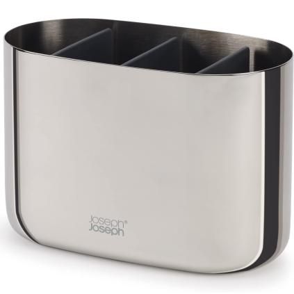 Kelímek na zubní kartáčky EASYSTORE LUXE 70581, stříbrná, nerezová ocel, Joseph Joseph