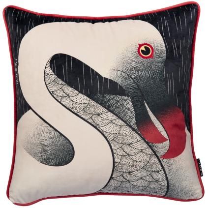 Povlak na dekorační polštář DODO PAVONE 50 x 50 cm, černá, polyester, Moooi