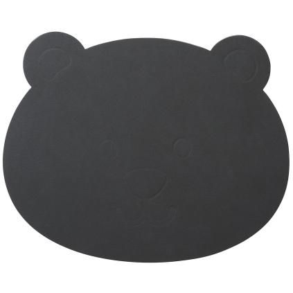 Dětské prostírání BEAR NUPO 38 x 30 cm, antracitová, kůže, LIND DNA