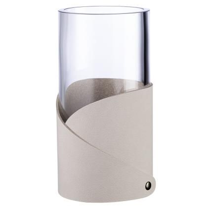 Váza FOLD NUPO 15 cm, ústřicová, kůže / sklo, LIND DNA