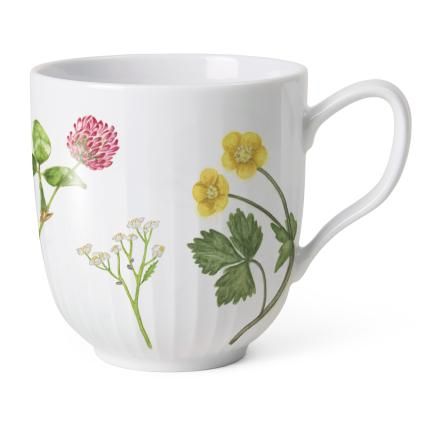Hrnek HAMMERSHOI SUMMER - WILD FLOWERS 330 ml, bílá, porcelán, Kähler