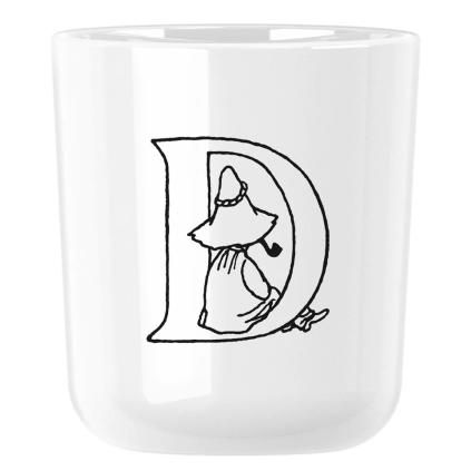 Plastový hrnek MOOMIN ABC 200 ml, písmeno D, bílá, RIG-TIG