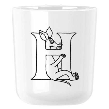 Plastový hrnek MOOMIN ABC 200 ml, písmeno H, bílá, RIG-TIG