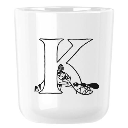 Plastový hrnek MOOMIN ABC 200 ml, písmeno K, bílá, RIG-TIG