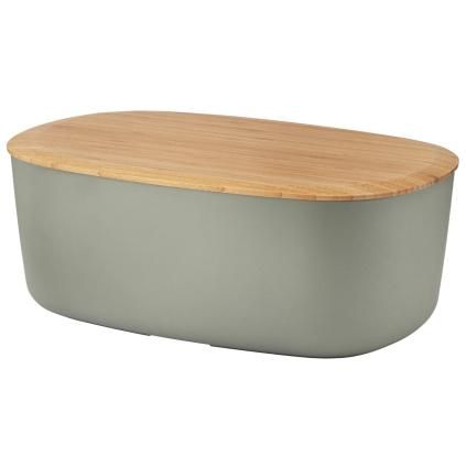 Chlebník BOX-IT 34 cm, teplá šedá, plast / bambus, RIG-TIG