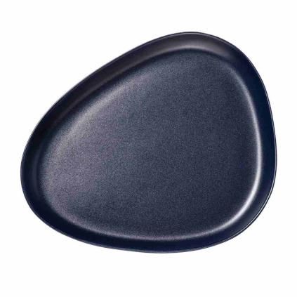 Servírovací talíř CURVE 35 cm, námořnická modrá, kamenina, LIND DNA