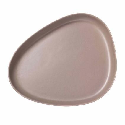 Servírovací talíř CURVE 35 cm, teplá šedá, kamenina, LIND DNA