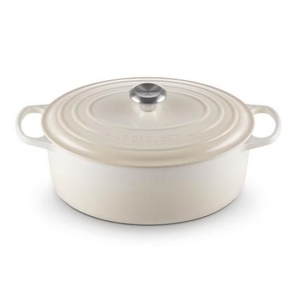 Kastrol SIGNATURE 31 cm, 6,3 l, oválný, MERINGUE, litina, Le Creuset