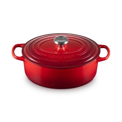 Kastrol SIGNATURE 29 cm, 4,7 l, oválný, CERISE, litina, Le Creuset