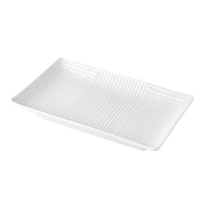 Servírovací talíř LINES WHITE 21 x 13 cm, bílá, keramika, MIJ