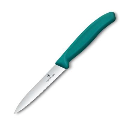 Ořezávací nůž SWISS CLASSIC 10 cm, vroubkovaný, zelená, plast, Victorinox