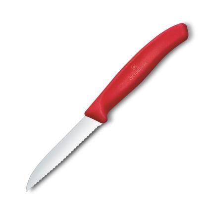 Ořezávací nůž SWISS CLASSIC 8 cm, vroubkovaný, červená, plast, Victorinox