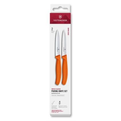 Sada nožů SWISS CLASSIC 10 cm, sada 2 ks, oranžová, plast, Victorinox