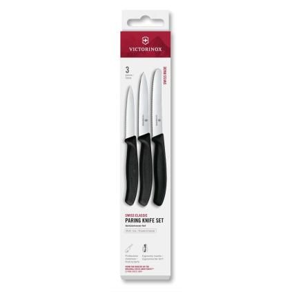 Sada nožů SWISS CLASSIC, s nožem na rajčata, sada 3 ks, černá, plast, Victorinox