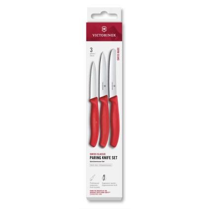Sada nožů SWISS CLASSIC 8 / 10 / 11 cm, sada 3 ks, červená, plast, Victorinox