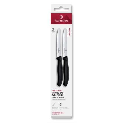 Sada nožů SWISS CLASSIC 11 cm, sada 2 ks, vroubkované, černá, plast, Victorinox