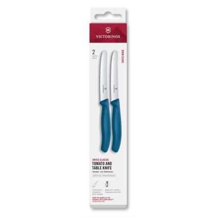 Sada nožů SWISS CLASSIC 11 cm, sada 2 ks, vroubkované, modrá, plast, Victorinox