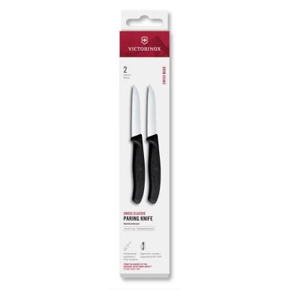 Sada nožů SWISS CLASSIC 8 cm, rovné ostří, sada 2 ks, černá, plast, Victorinox