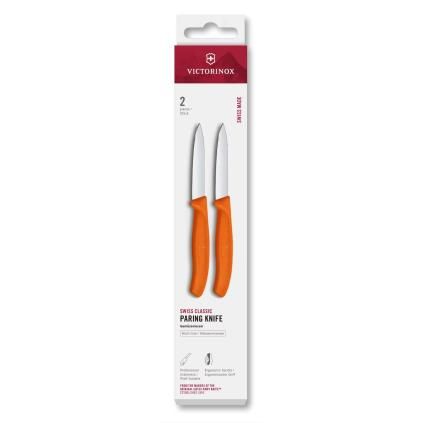 Sada nožů SWISS CLASSIC 8 cm, rovné ostří, špičaté, sada 2 ks, oranžová, plast, Victorinox