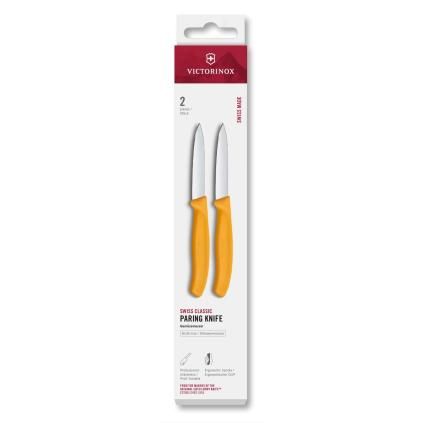 Sada nožů SWISS CLASSIC 8 cm, rovné ostří, špičaté, sada 2 ks, žlutá, plast, Victorinox