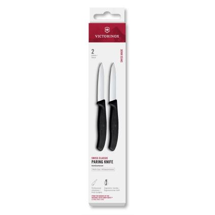 Sada nožů SWISS CLASSIC 8 cm, rovné ostří, špičaté, sada 2 ks, černá, plast, Victorinox