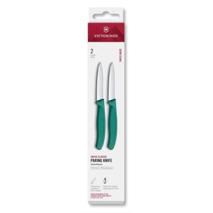 Sada nožů SWISS CLASSIC 8 cm, rovné ostří, špičaté, sada 2 ks, zelená, plast, Victorinox