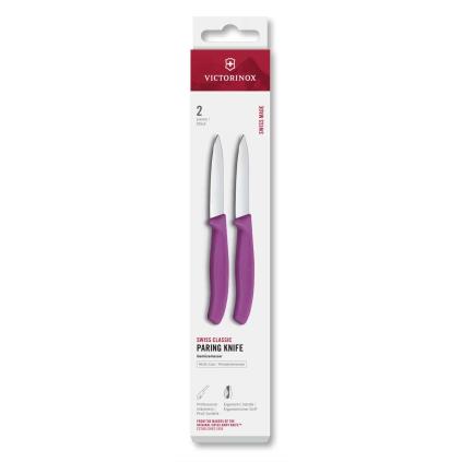Sada nožů SWISS CLASSIC 8 cm, rovné ostří, špičaté, sada 2 ks, fialová, plast, Victorinox