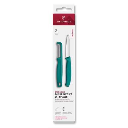 Sada nože a klasické škrabky SWISS CLASSIC, sada 2 ks, zelená, plast, Victorinox