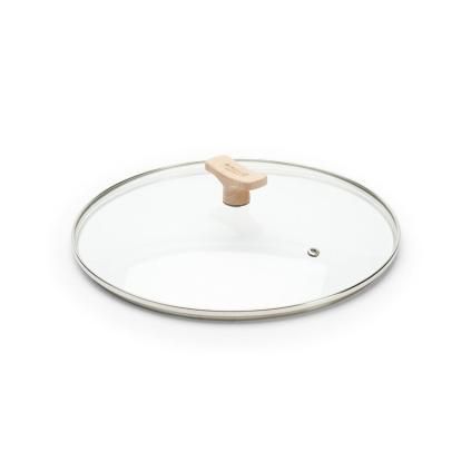 Poklice 28 cm, sklo, dřevěný úchyt, de Buyer