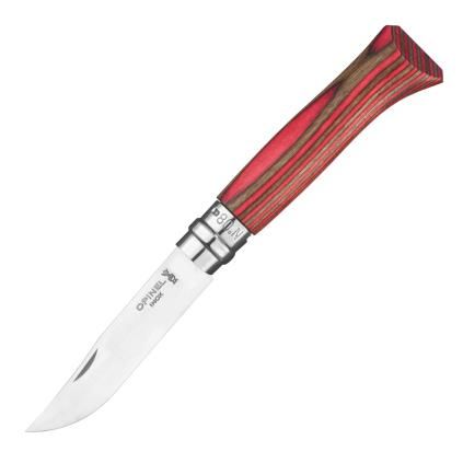 Kapesní nůž N°08 8,5 cm, červená, březové dřevo, Opinel