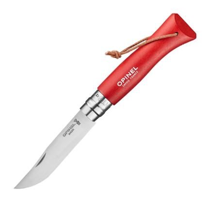 Kapesní nůž N°08 BUSHWACKER 8,5 cm, červená, habrové dřevo, Opinel