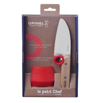 Dětský nůž LE PETIT CHEF 10 cm, červená, s chráničem prstů, Opinel