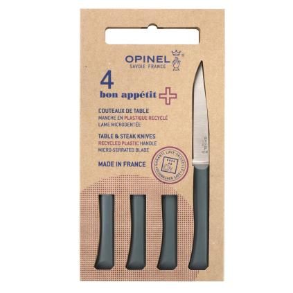 Jídelní nůž BON APPÉTIT + 11 cm, sada 4 ks, šedá, plast, Opinel