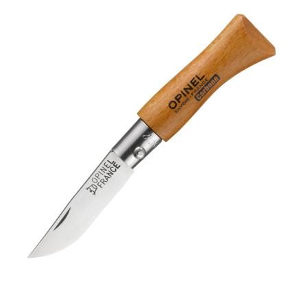 Kapesní nůž N°02 CARBON 3,5 cm, přírodní, bukové dřevo, Opinel