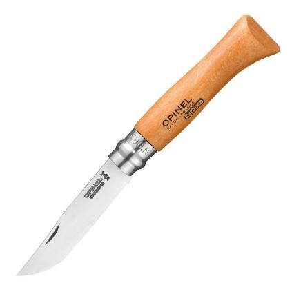 Kapesní nůž N°08 CARBON 8,5 cm, přírodní, bukové dřevo, Opinel