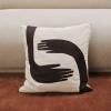 Dekorační polštář POSE 50 x 50 cm, bílá / hnědá, bavlna, ferm LIVING